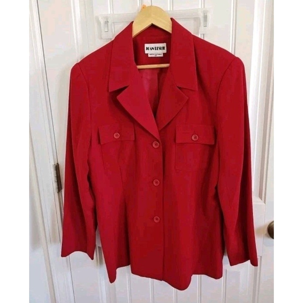 Women Red Blazer Suit Jacket Size 16 Petite XL Lined Career Simple Structured